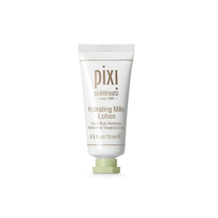 لوسیون آبرسان پیکسی Pixi Hydrating Milky Lotion، مناسب برای رطوبت‌رسانی و تغذیه پوست‌های خشک و حساس با ترکیبات مغذی.
