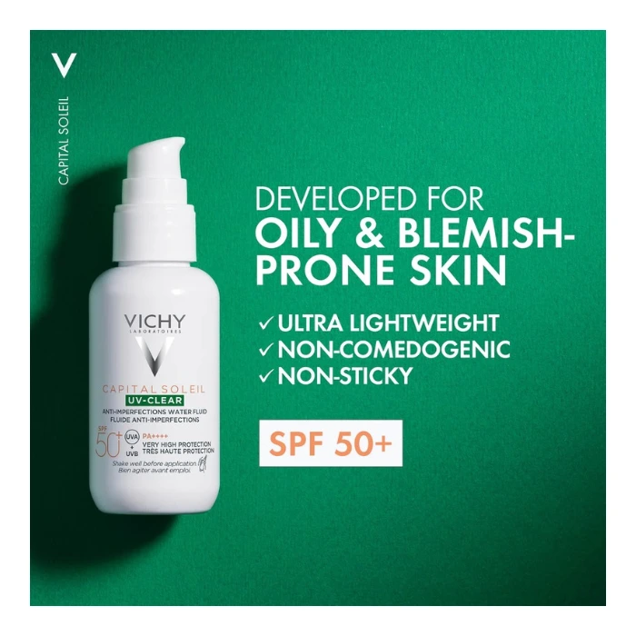 ضدآفتاب کپیتال سولیل ویشی مخصوص پوستهای مستعد آکنه (Vichy Capital Soleil UV-Clear SPF50+ Protection for Blemish-Prone Skin - 40ml) - تصویر 2