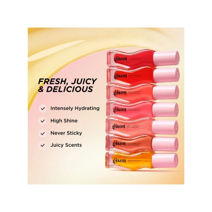 ٖلیپ اویل استرابری گیسو (Gisou Honey Infused Hydrating Lip Oil – Strawberry Sorbet) - تصویر 3