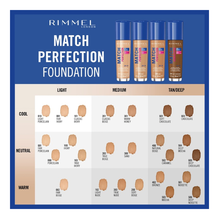 کرم پودر ریمل لندن مدل مچ پرفکشن (Rimmel London Match Perfection Foundation) - تصویر 3